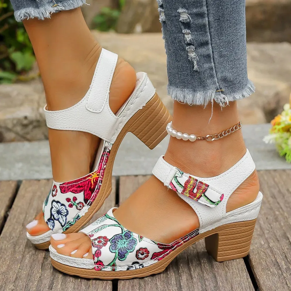 Open Toe Block Heels Sandals