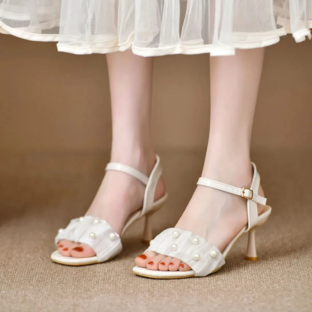 Open Toe Kitten Heels Pumps