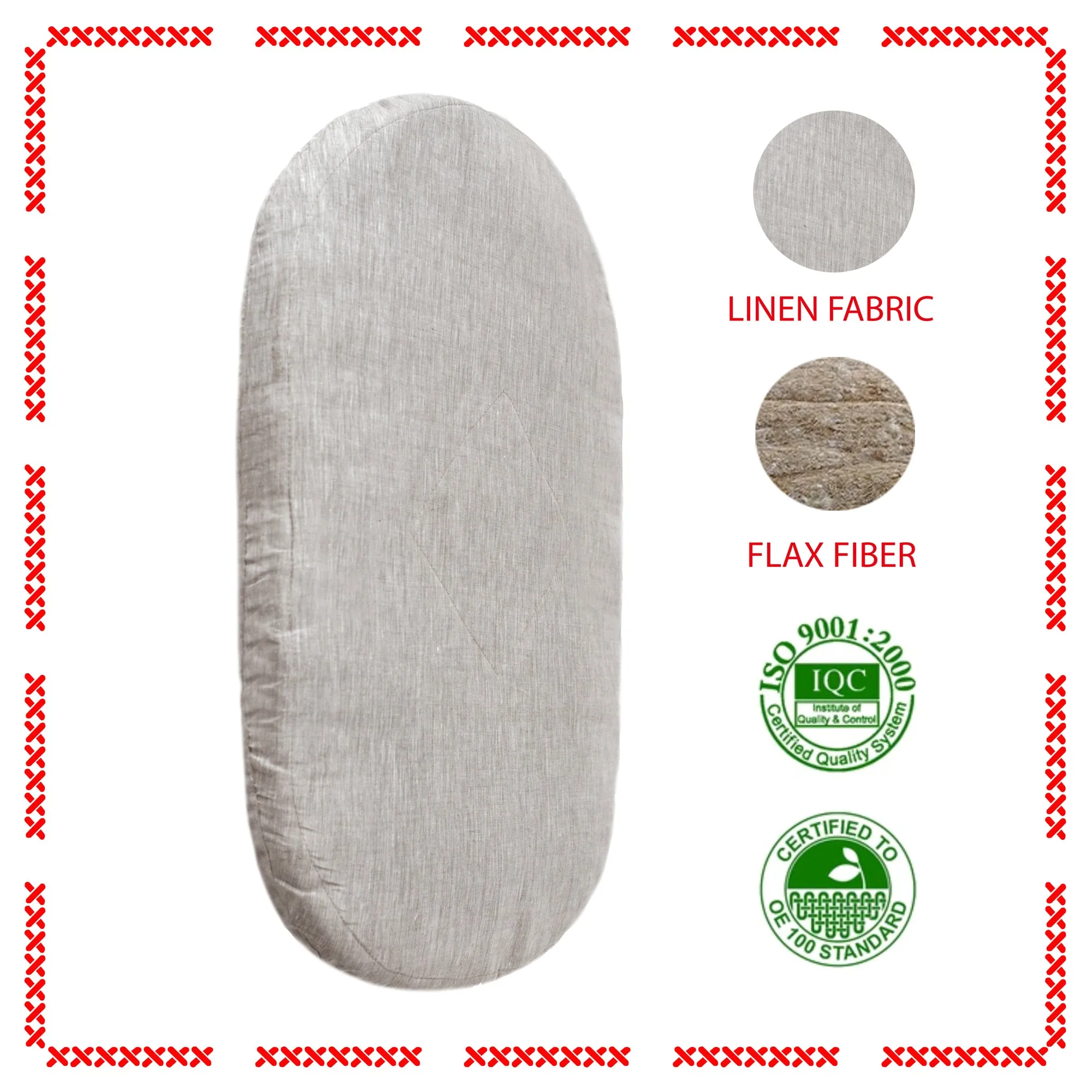Organic Flax Baby Bassinet Mattress & Linen Bedding Newborn Essentials - PREMIUM Set
