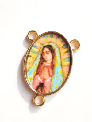 Our Lady of Guadalupe Golden Oval Rosary Centerpiece