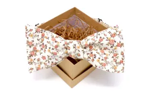 Peachy Pink Ditsy Floral Bow Tie