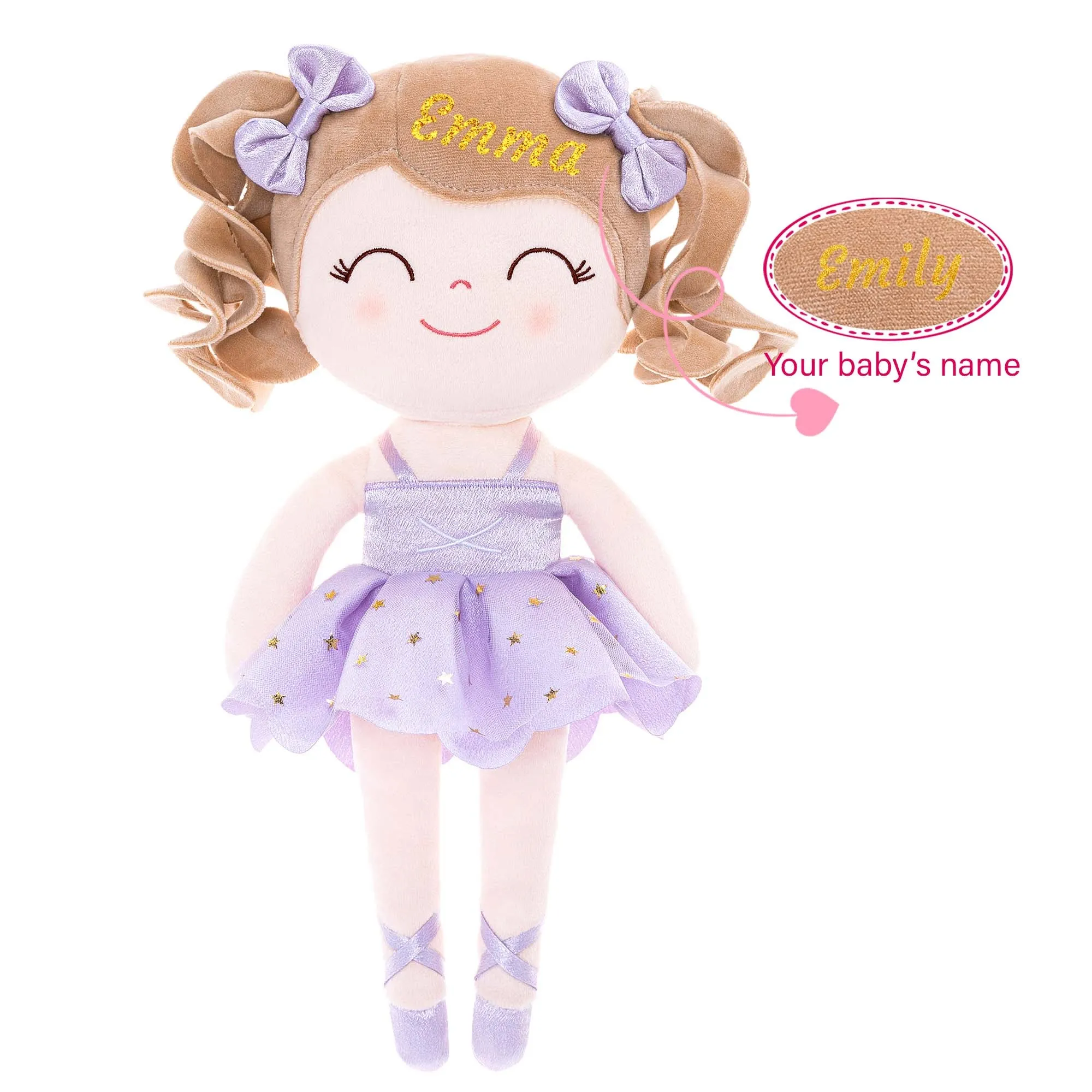Personalized 14-inch Gloveleya Plush Dolls Curly Ballerina Dolls