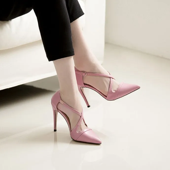 Petite Cross Strap Pointy Heels GS33