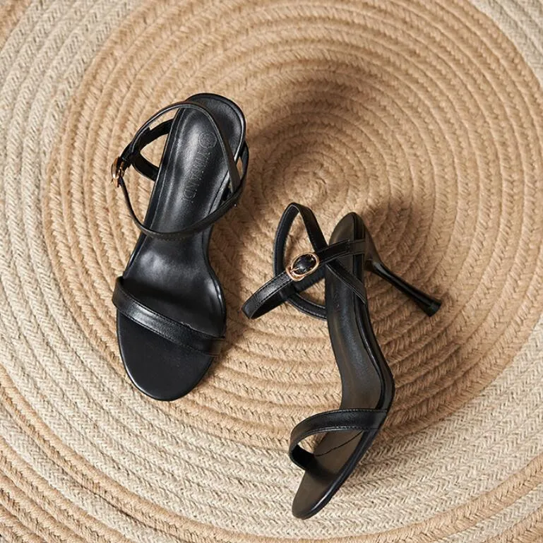 Petite Size Ankle Strap Open Toe Heels MS68