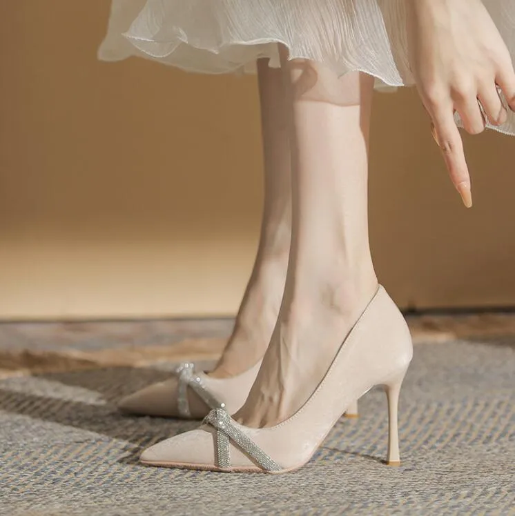 Petite Size Rhinestone Strap Heeled Shoes GS330