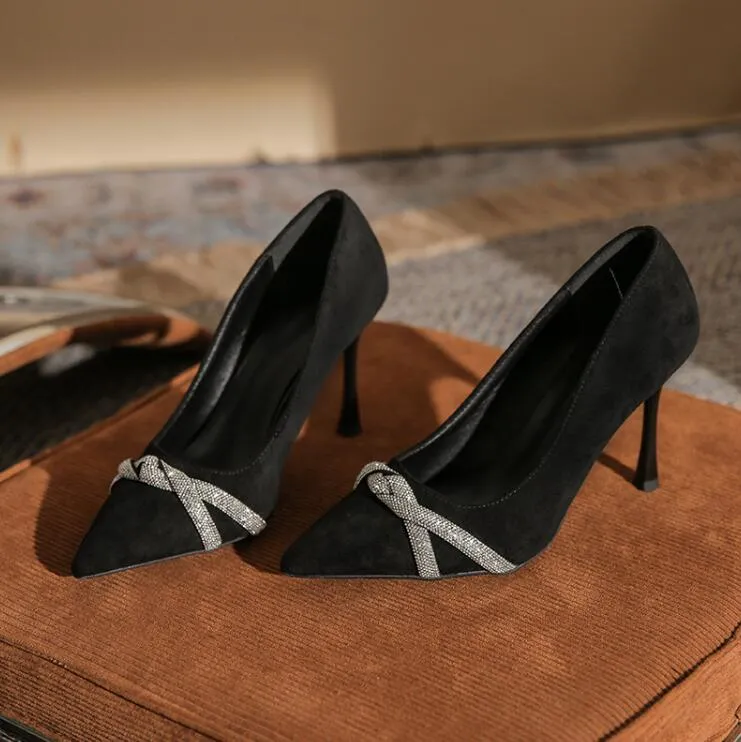 Petite Size Rhinestone Strap Heeled Shoes GS330