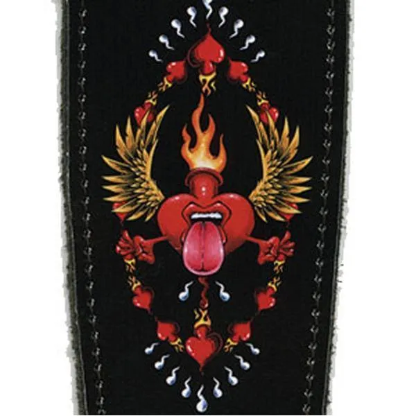 Planet Waves Leather 2.5inch Guitar Strap Red Heart 25LS03