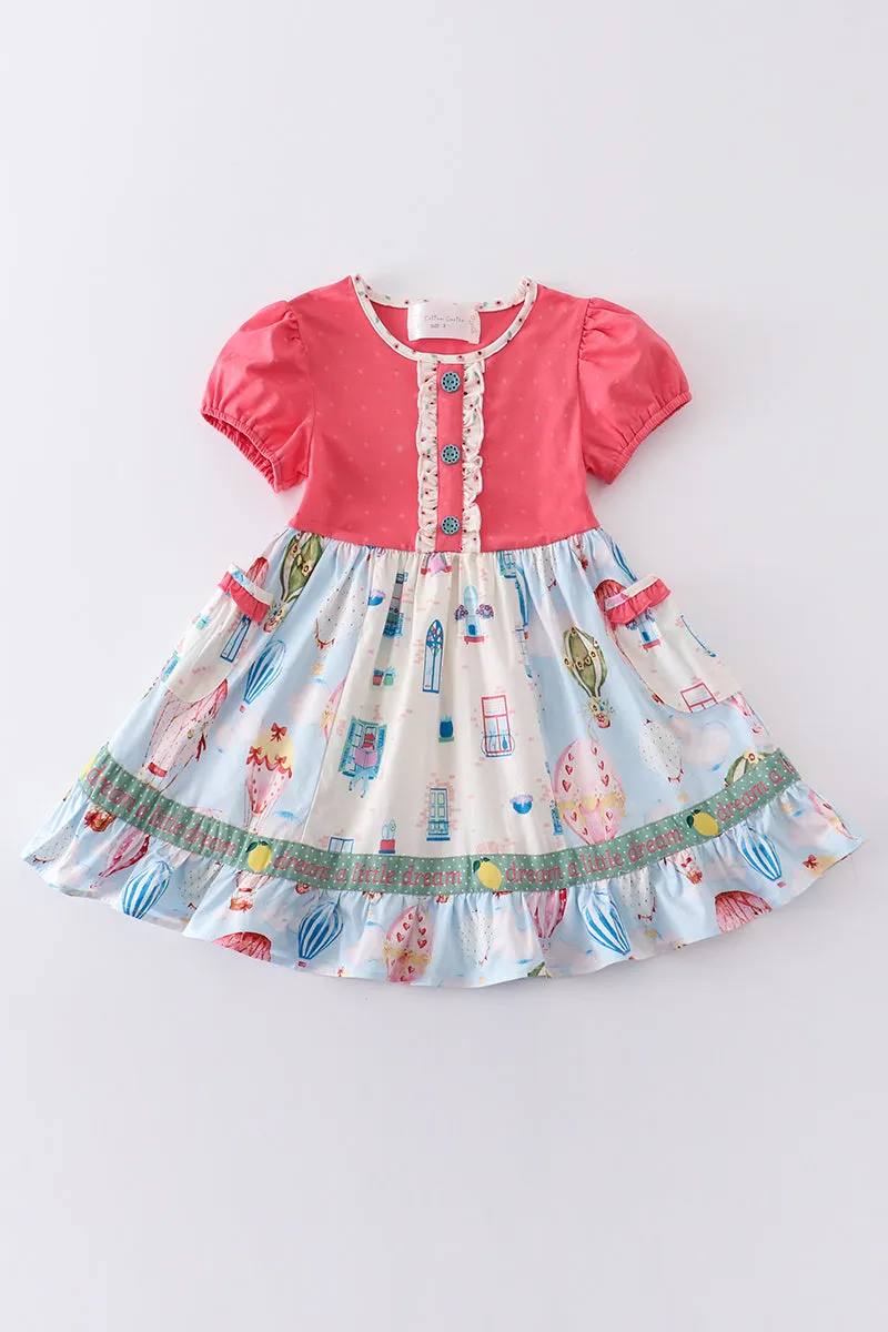 Platinum Balloon Print Puff Sleeve Dress