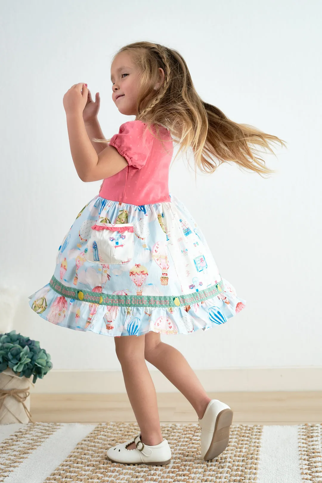 Platinum Balloon Print Puff Sleeve Dress