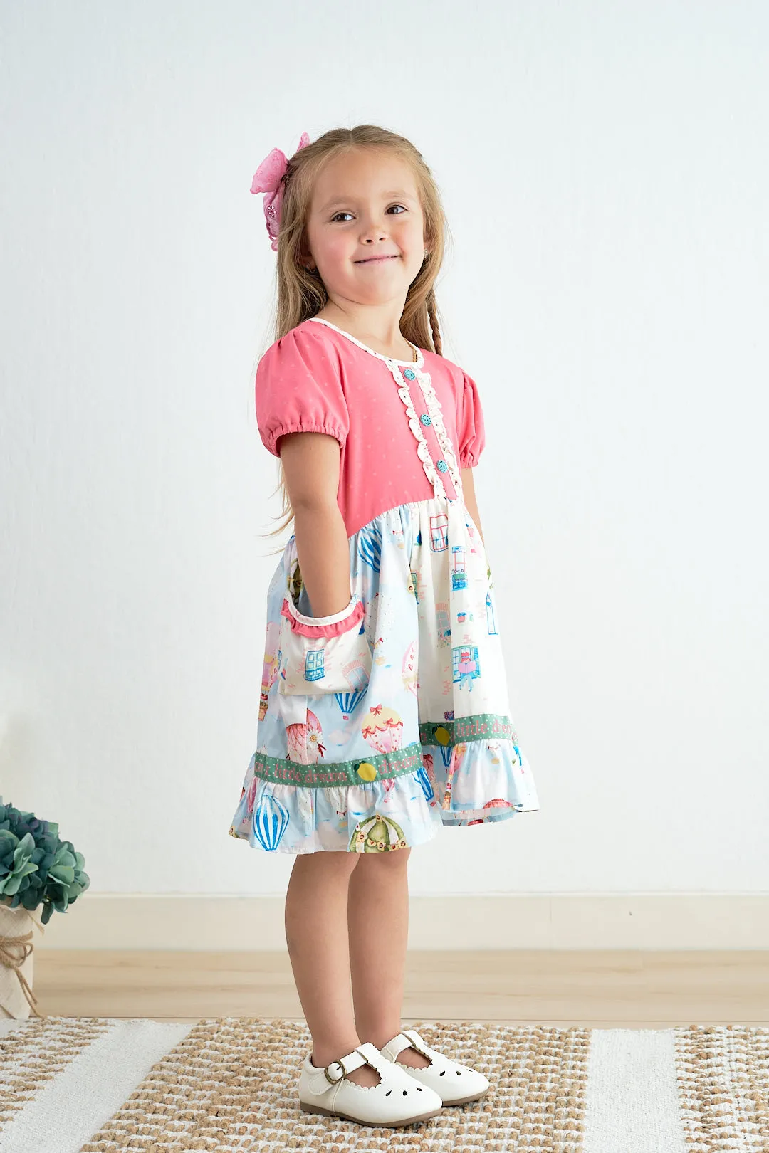 Platinum Balloon Print Puff Sleeve Dress