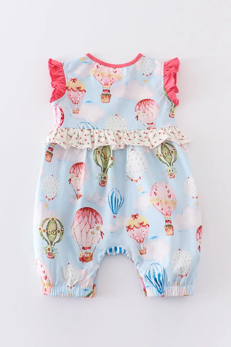 Platinum Balloon Print Ruffle Girl Romper