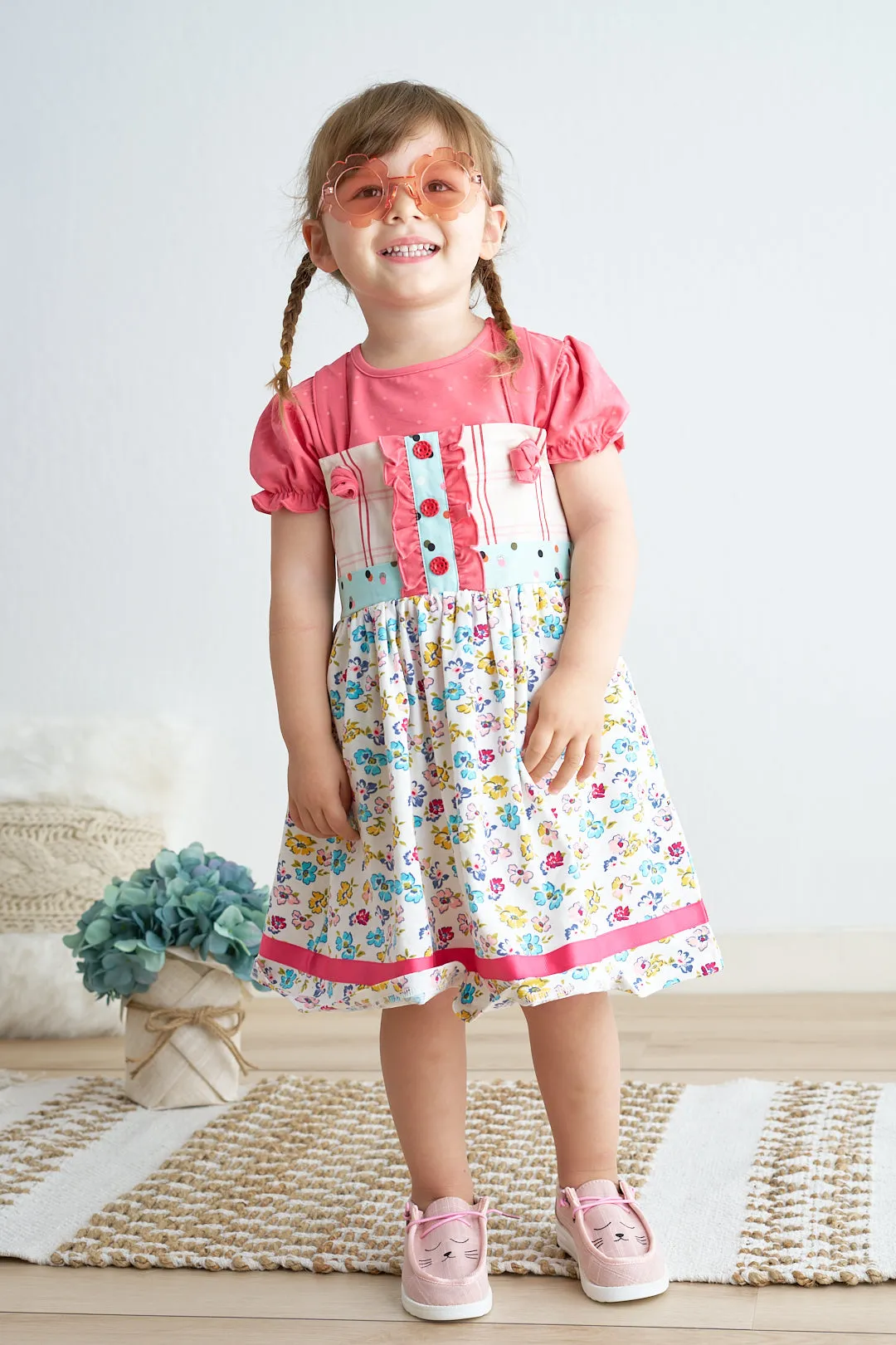 Platinum Floral Print Strap Girl Dress