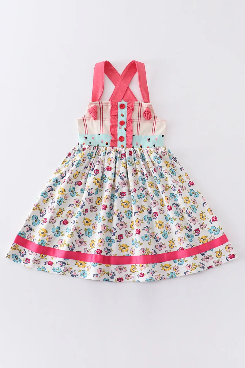 Platinum Floral Print Strap Girl Dress
