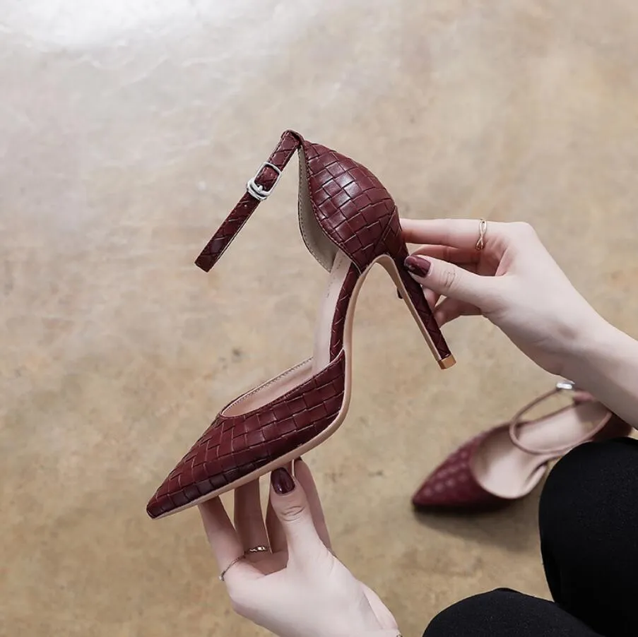 Pointy Ankle Strap High Heels For Small Feet GS390