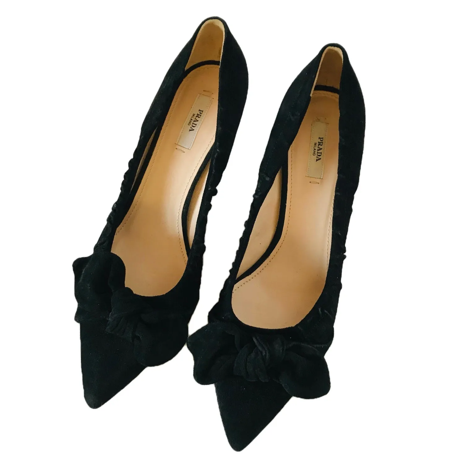 Prada Black Suede Kitten Heels