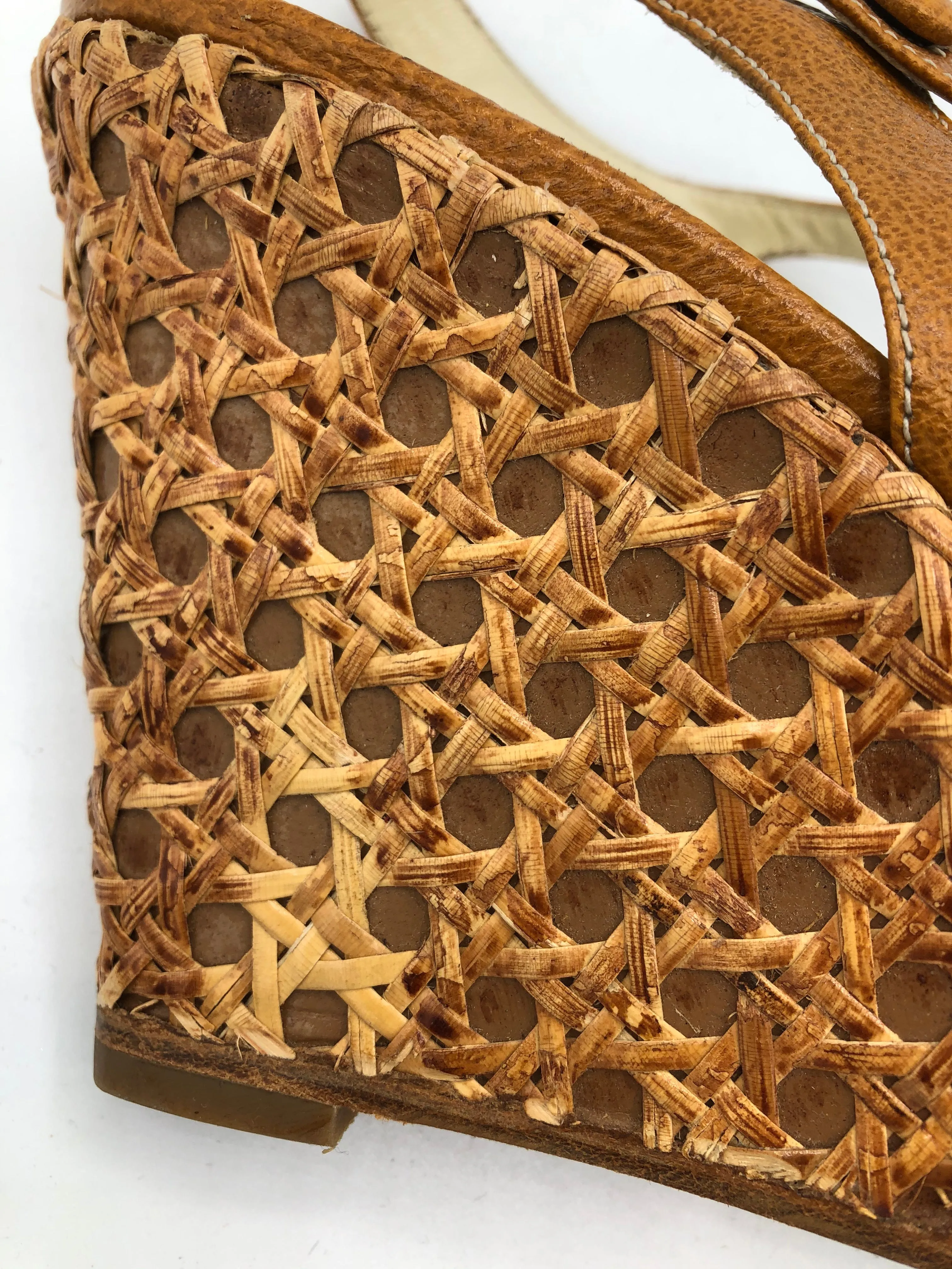 Prada Contemporary Caramel Bamboo Wedge Platforms