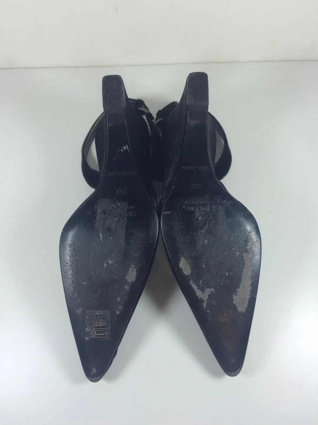 PRADA  Forest Green Velvet Slingback Wedges w/ Pointed Toe Size 9