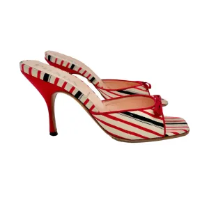 Prada Red   Navy Striped Bow Heels