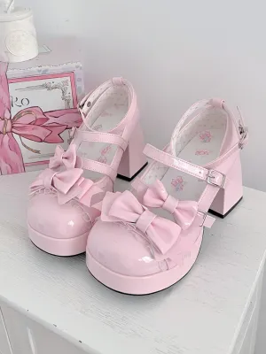 Princess Lolita Bow High Heels Mary Jane Shoes