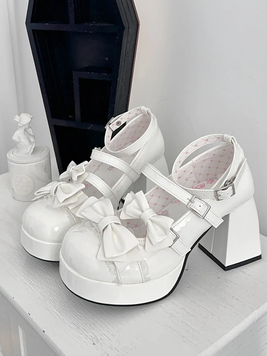 Princess Lolita Bow High Heels Mary Jane Shoes