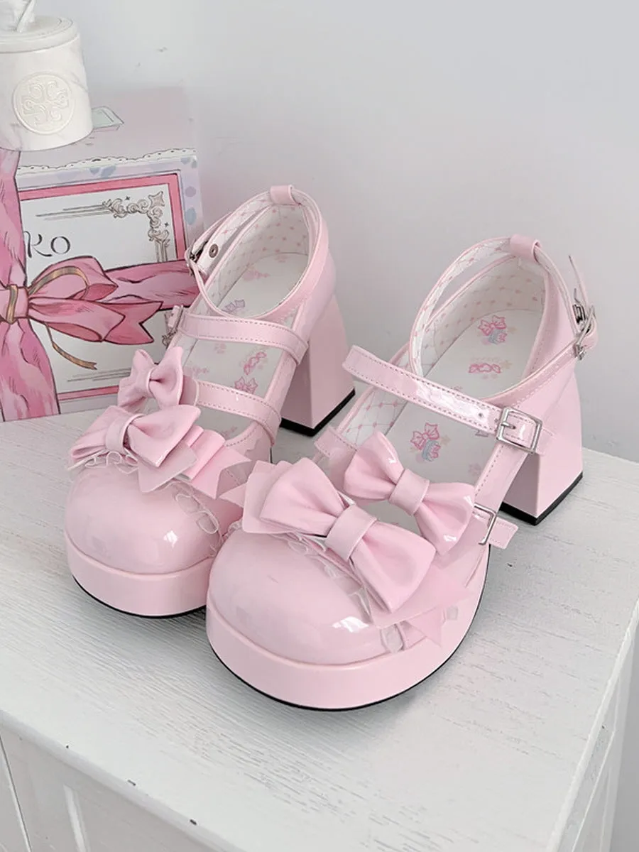 Princess Lolita Bow High Heels Mary Jane Shoes