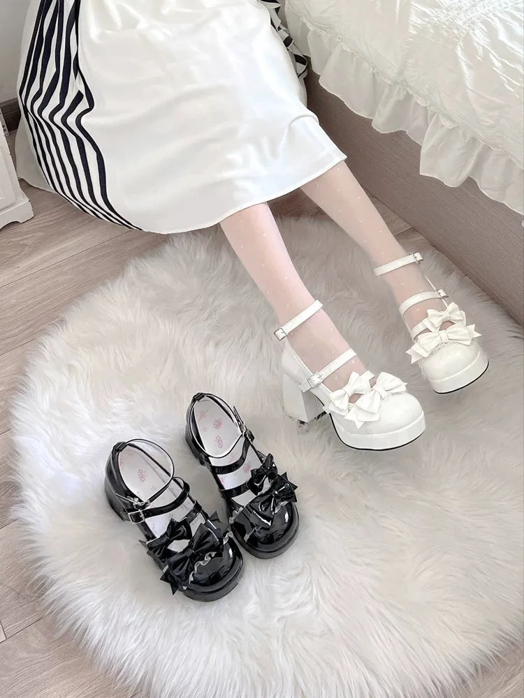 Princess Lolita Bow High Heels Mary Jane Shoes