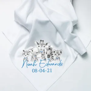 Printed Monochrome Safari Bow Tie Personalised Blanket