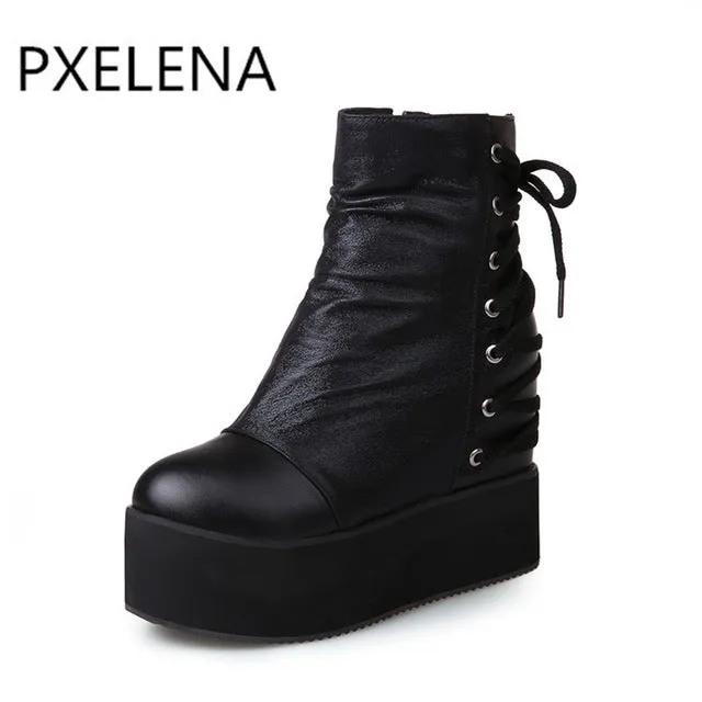 Punk Vintage Womens Wedge High Heels Boots