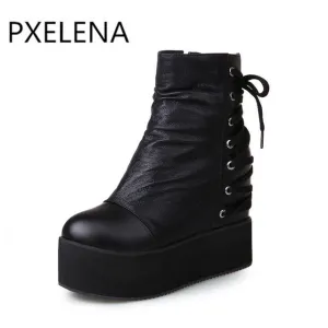 Punk Vintage Womens Wedge High Heels Boots