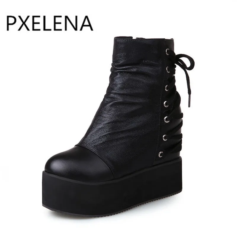 Punk Vintage Womens Wedge High Heels Boots