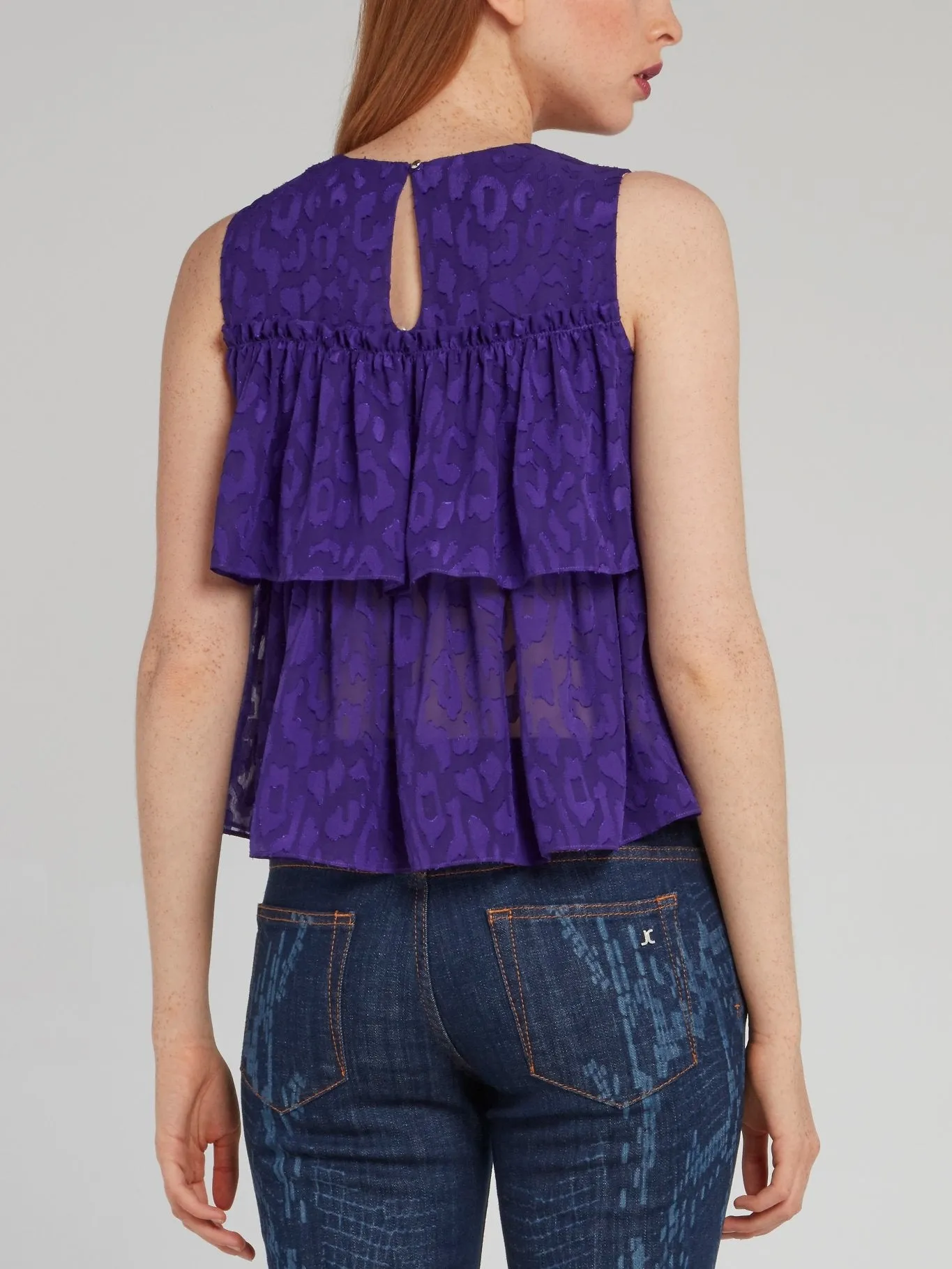 Purple Leopard Print Tiered Top