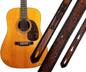 "Here's a Quarter" 1 1/2"  Leather Guitar Strap