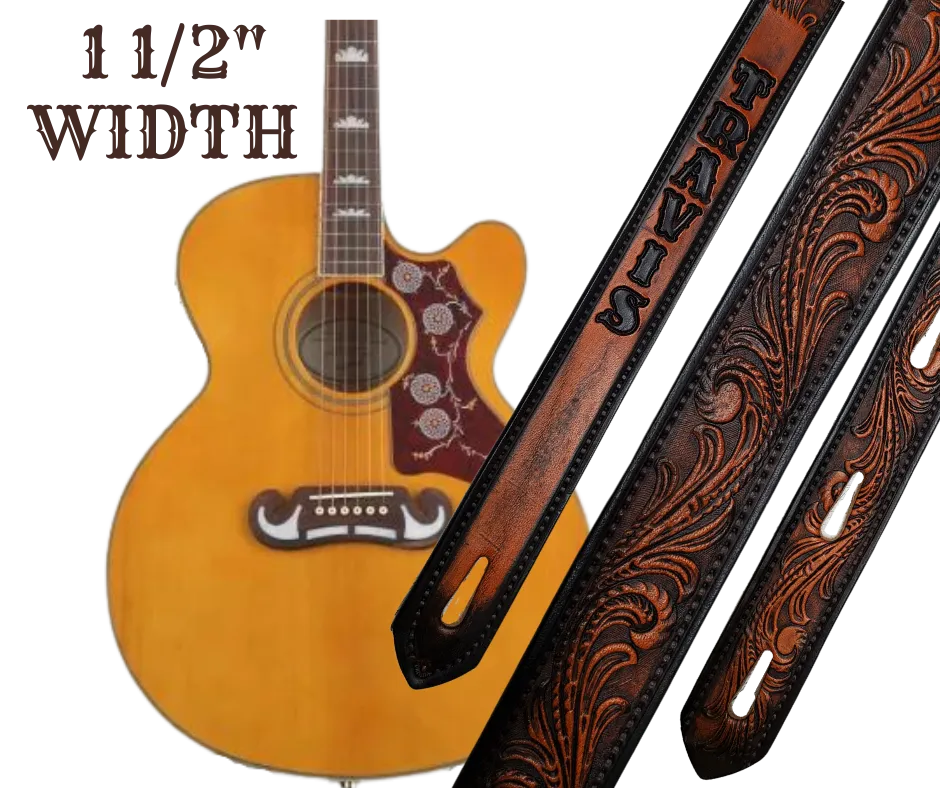"Here's a Quarter" 1 1/2"  Leather Guitar Strap