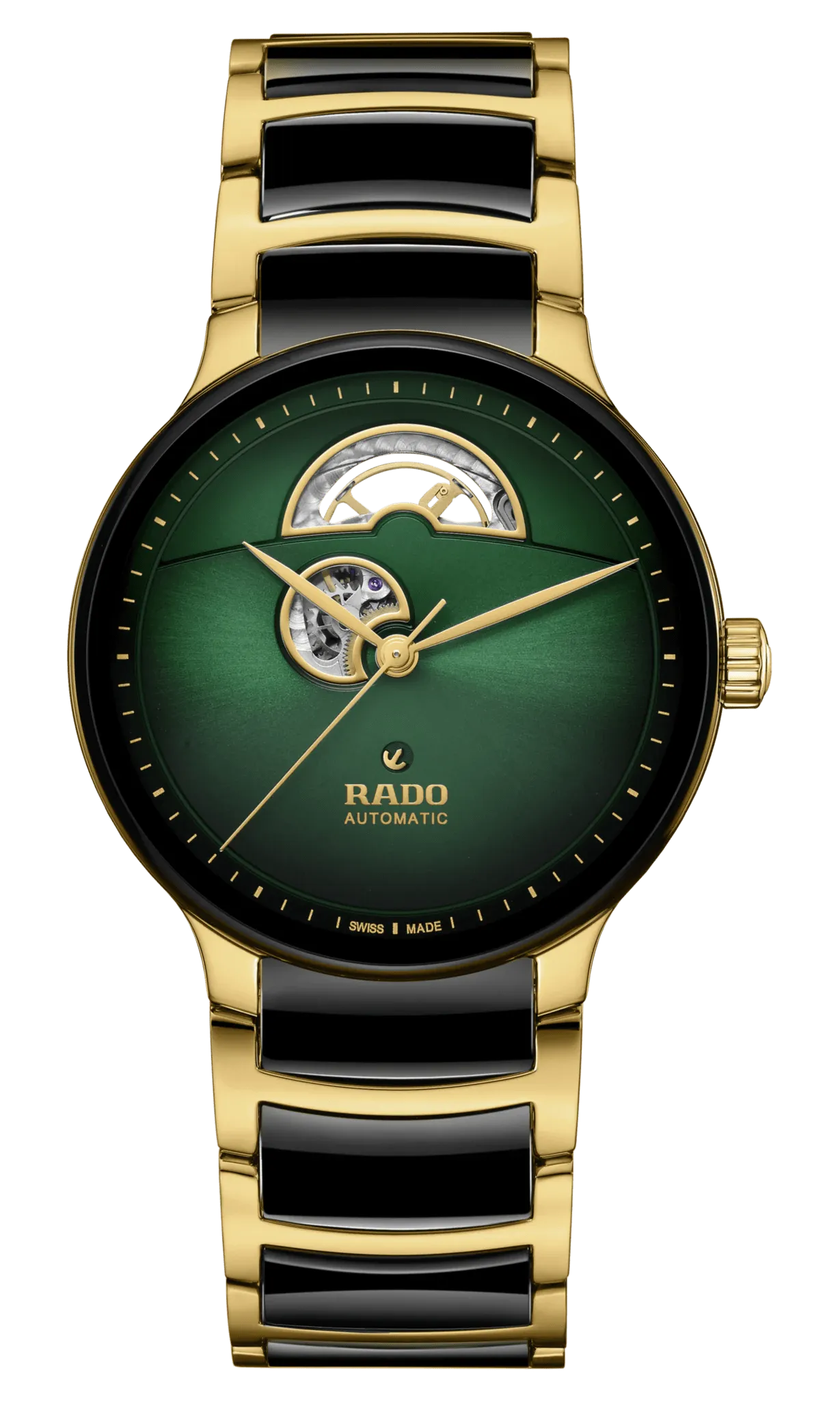 RADO Centrix Automatic Open Heart 39.5mm Green-Gold Men's Watch R30008302