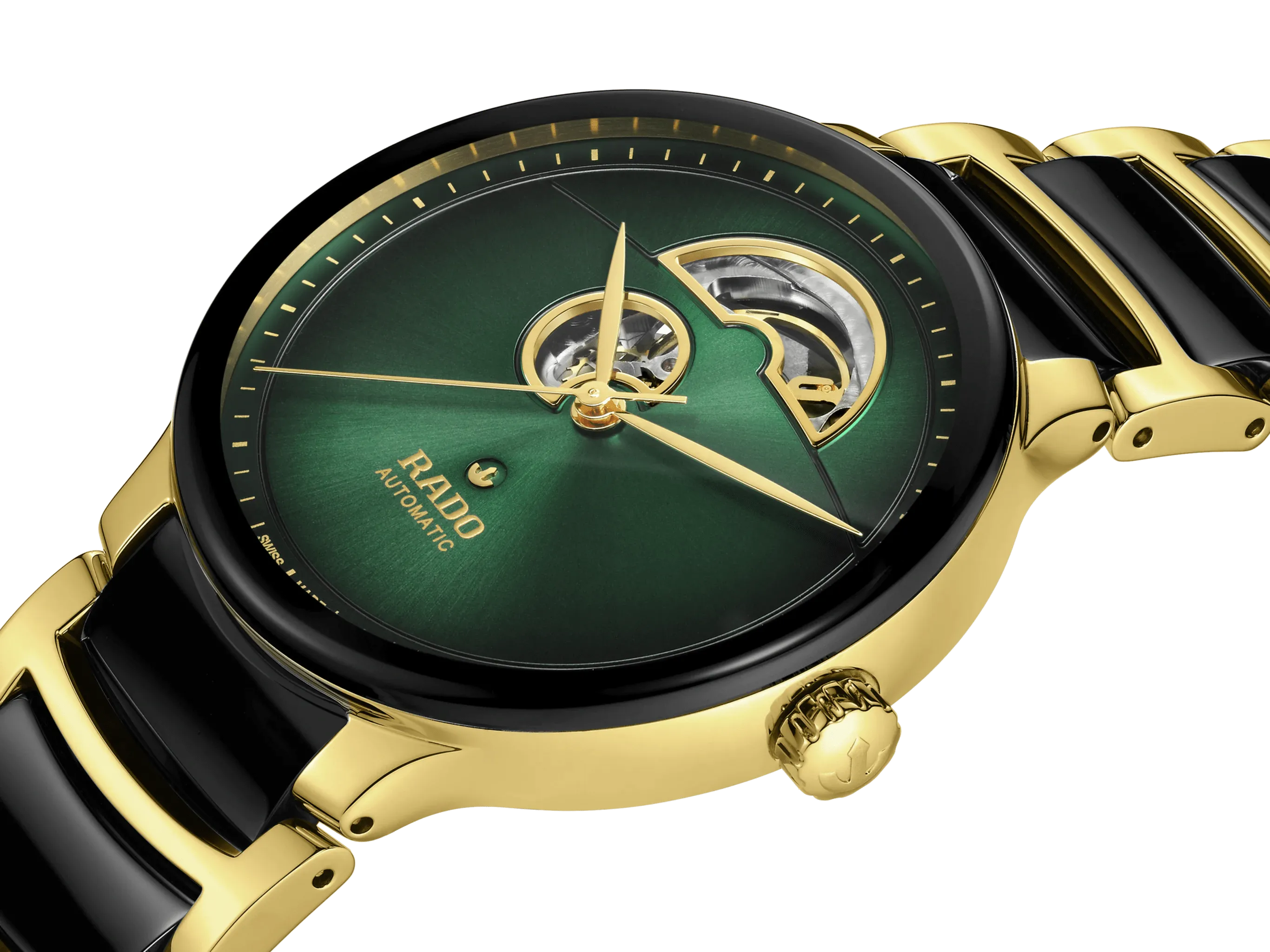 RADO Centrix Automatic Open Heart 39.5mm Green-Gold Men's Watch R30008302