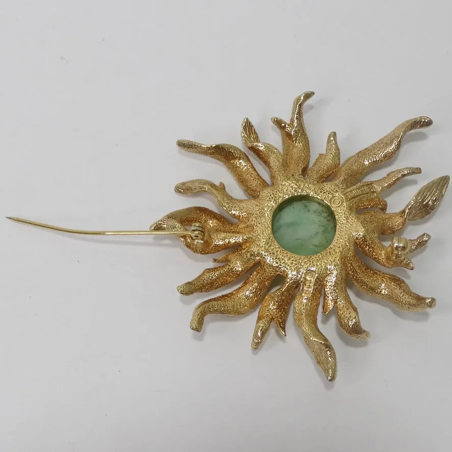 Rare Boucher Gold Anemone Flower Pin Brooch circa 1960s