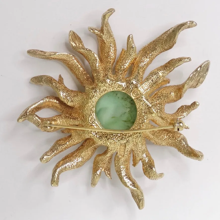 Rare Boucher Gold Anemone Flower Pin Brooch circa 1960s