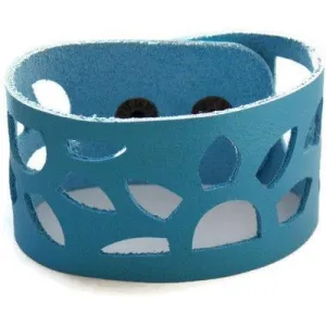 Reclaimed Leather wrist band. Sunflowers Cuff Bracelet