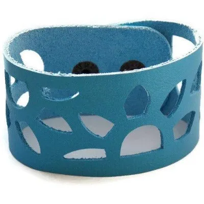 Reclaimed Leather wrist band. Sunflowers Cuff Bracelet