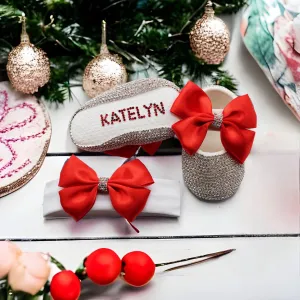 Red Bling Baby Shoes and Headband