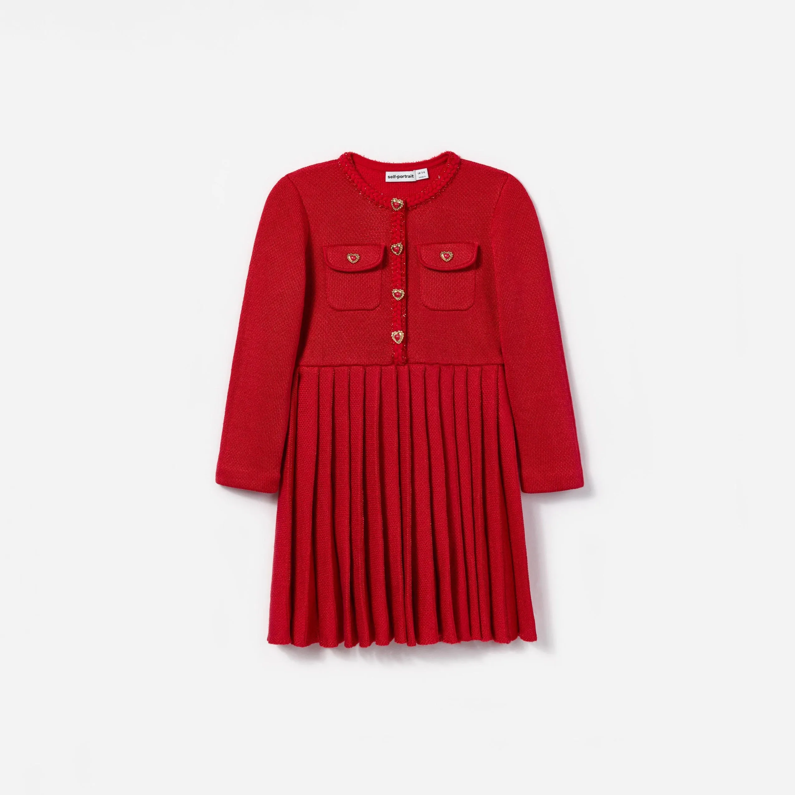 RED KNIT PLEATED DRESS
