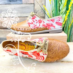 Red Otomi Animals - Loafers Artisan Leather Women Shoes