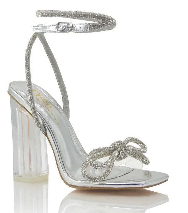 RHINESTONE BOW HEEL