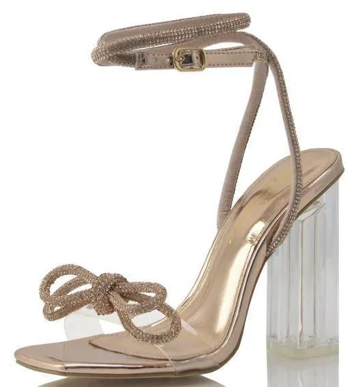 RHINESTONE BOW HEEL