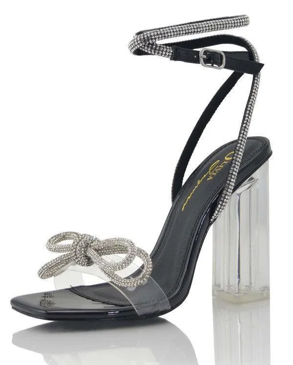 RHINESTONE BOW HEEL