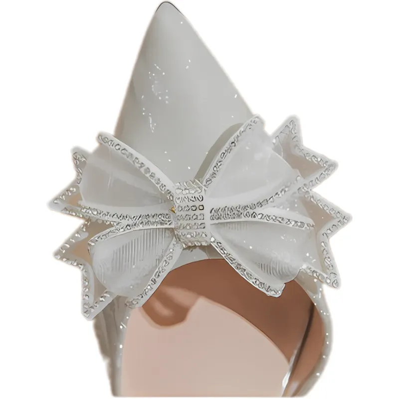 Ribbon-Button Wedding Heels