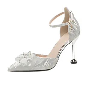 Ribbon-Button Wedding Heels