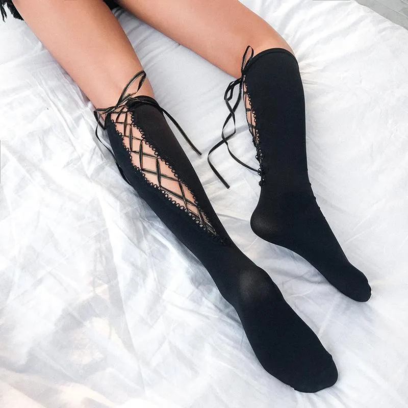 Ribbon Strap High Socks SD00768