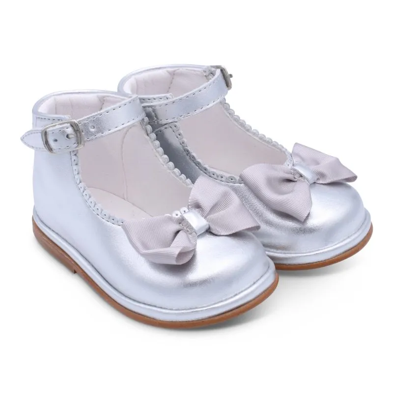 'Rita' Girls Silver Ankle Strap Shoes
