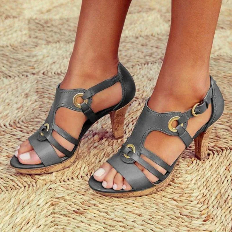 Römische offene Zehen Sandalen mit hohem Absatz